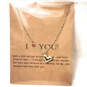 Gold tone women necklace with heart pendant